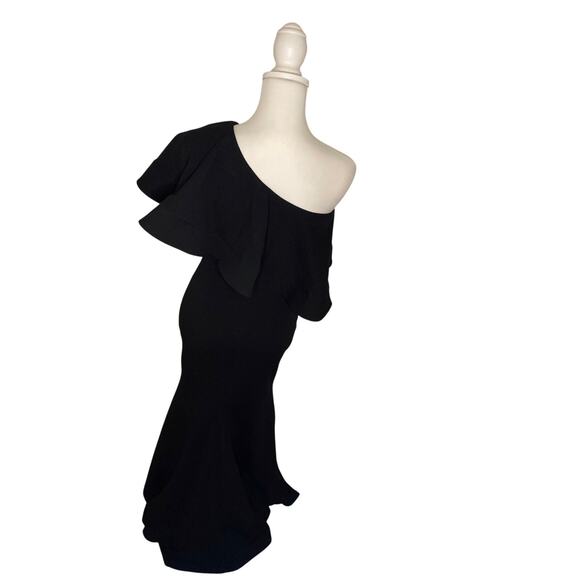 Lulus So Amazed Black One-Shoulder Maxi Dress Ruffle Small - Picture 5 of 6